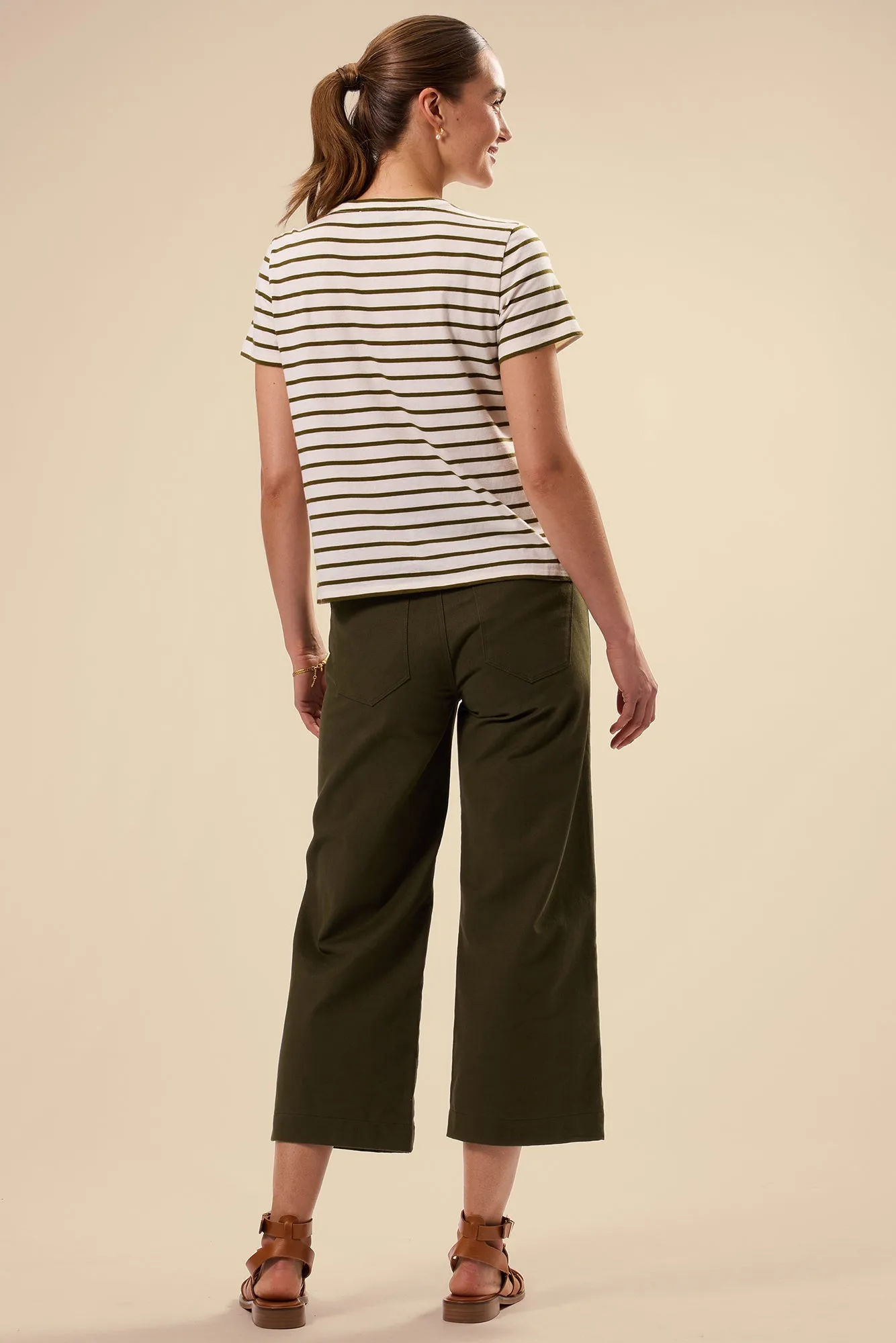 Berkeley Organic Cotton Tee - Ivory Olive Stripe sold by Amour Vert product image thumbnail 4
