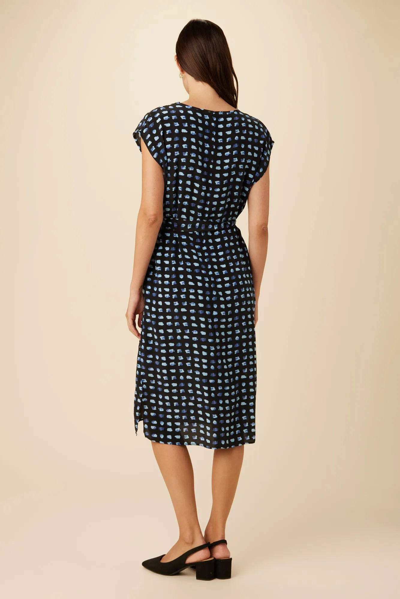 Cindra Washable Silk Midi Dress - Squared Up Black sold by Amour Vert product image thumbnail 3