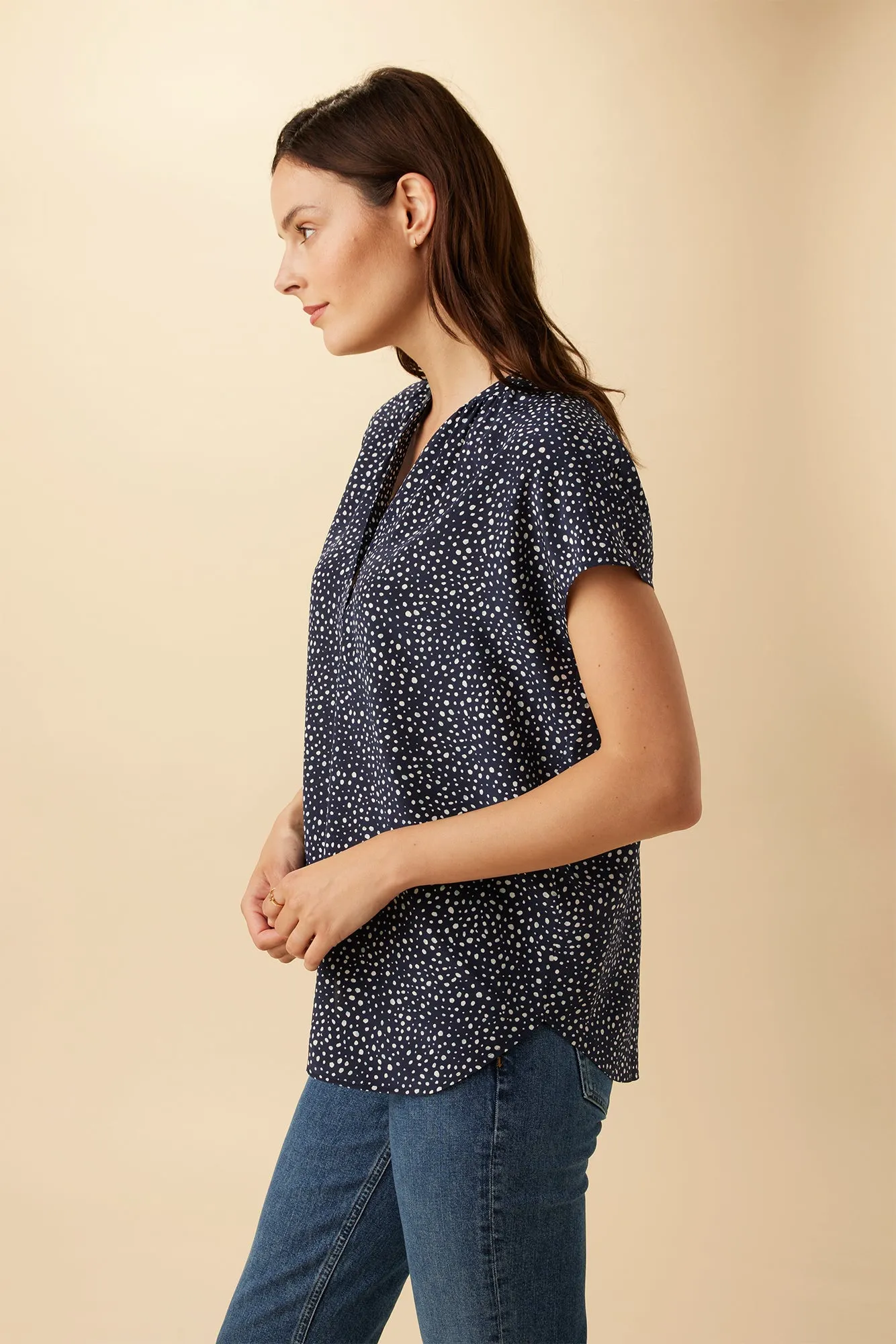 Renata Washable Silk Blouse - Trieste Dot sold by Amour Vert product image thumbnail 2