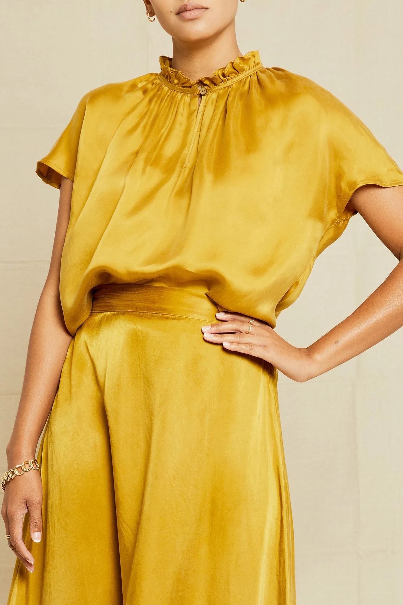 Ruby Cottonseed Cupro Blouse - Gold sold by Amour Vert