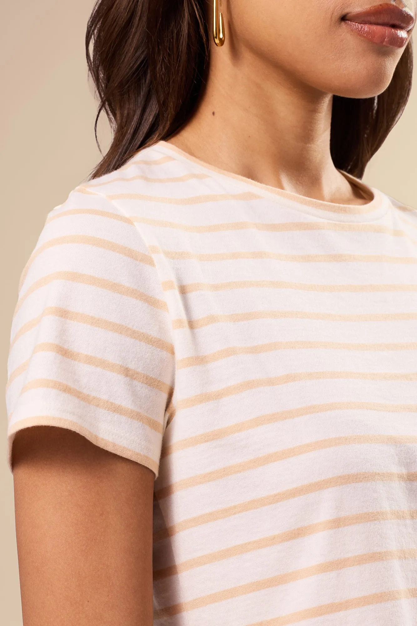 Berkeley Organic Cotton Tee - Ivory Biscotti Stripe sold by Amour Vert product image thumbnail 2