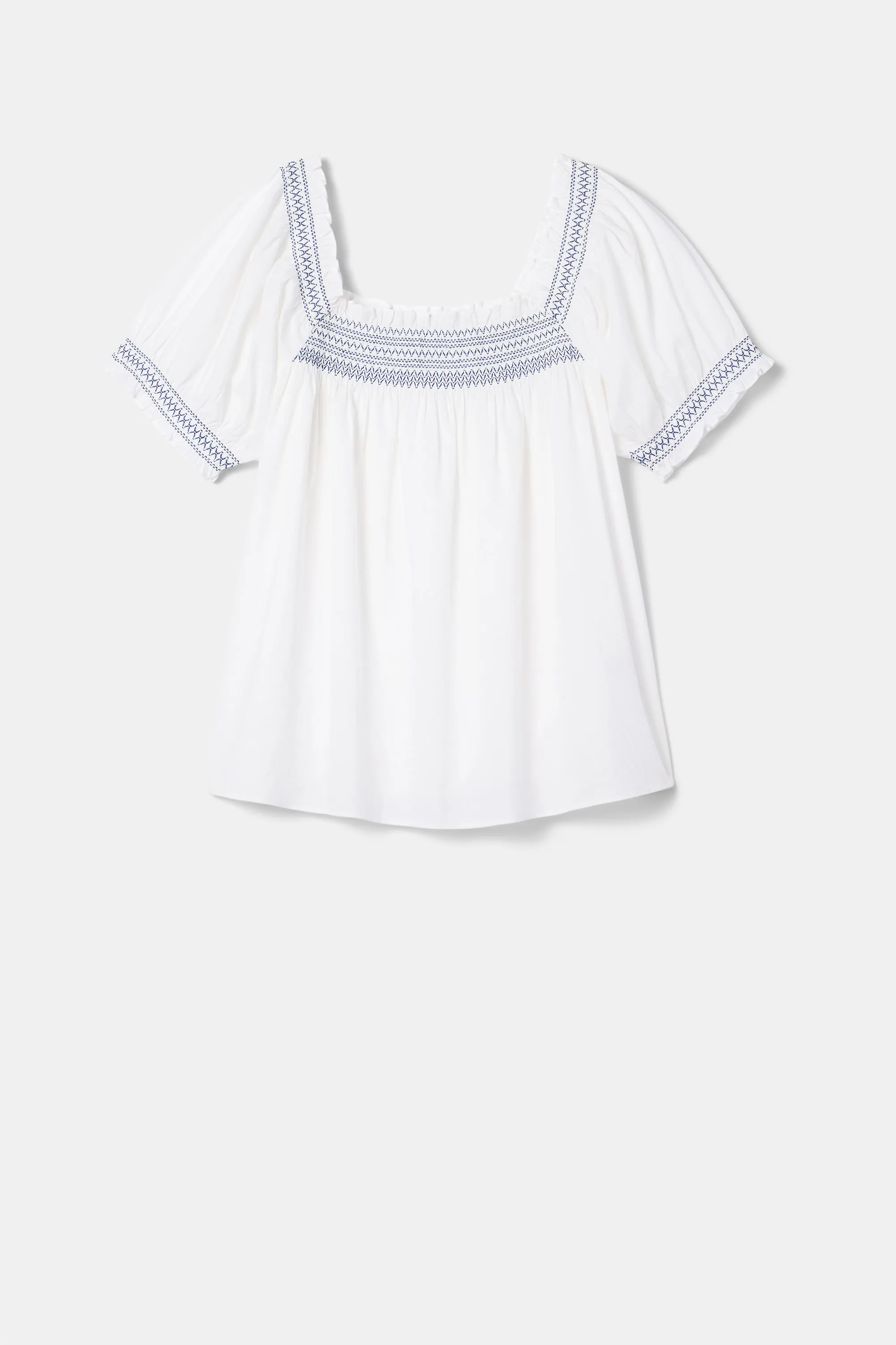Embroidered Smocked Top - White Cobalt Embroidery sold by Amour Vert product image thumbnail 5