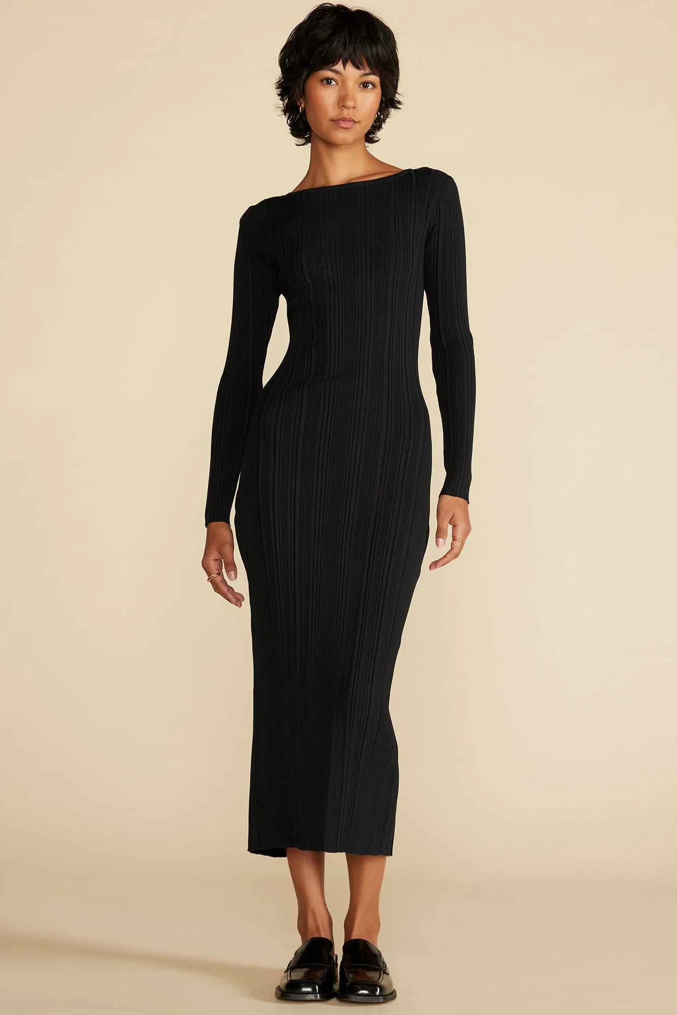 Chantae Ribbed Boatneck Dress - Black sold by Amour Vert product image thumbnail 2