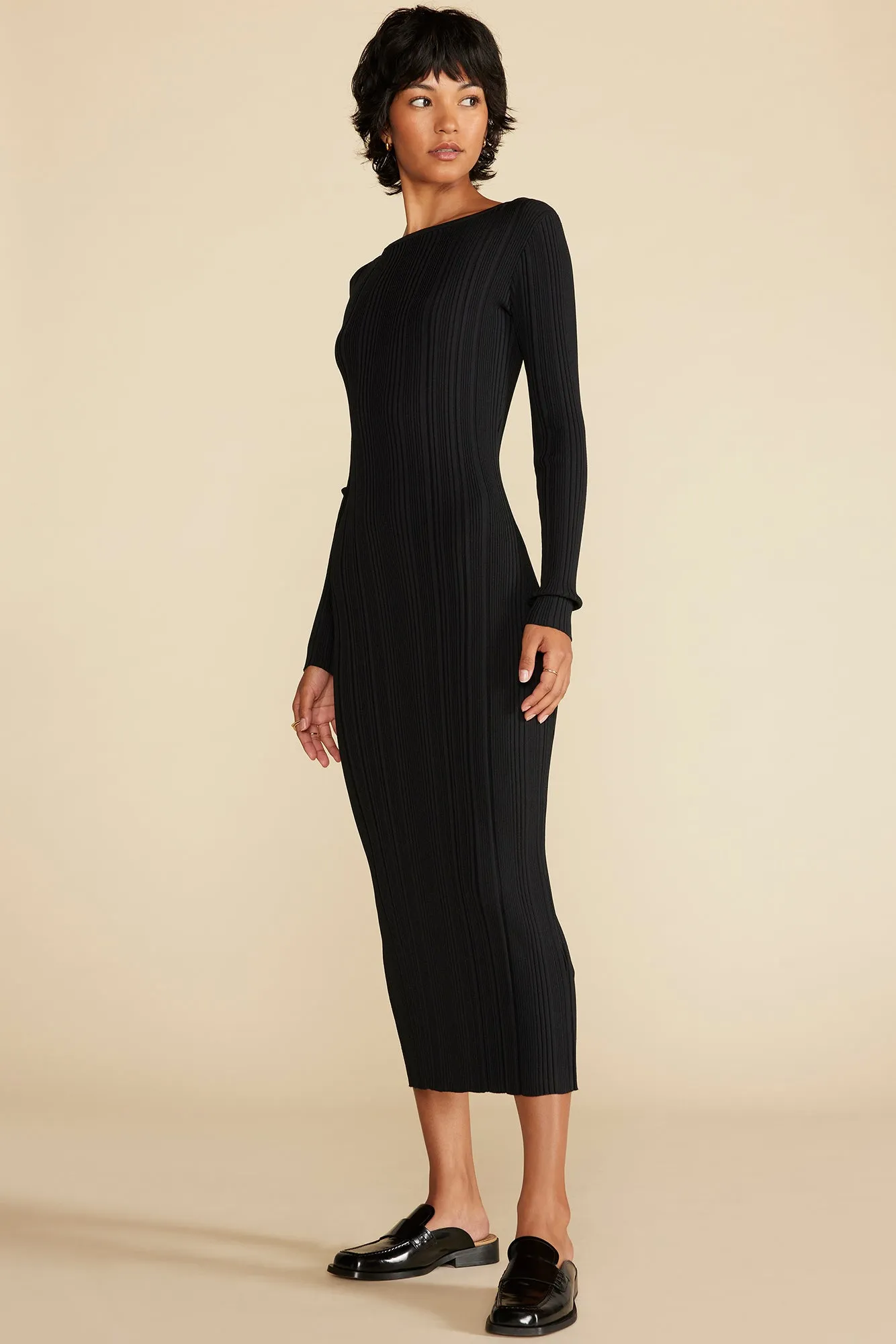Chantae Ribbed Boatneck Dress - Black sold by Amour Vert product image thumbnail 5