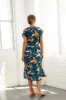 Cindra Midi Dress - Navy Leaf sold by Amour Vert