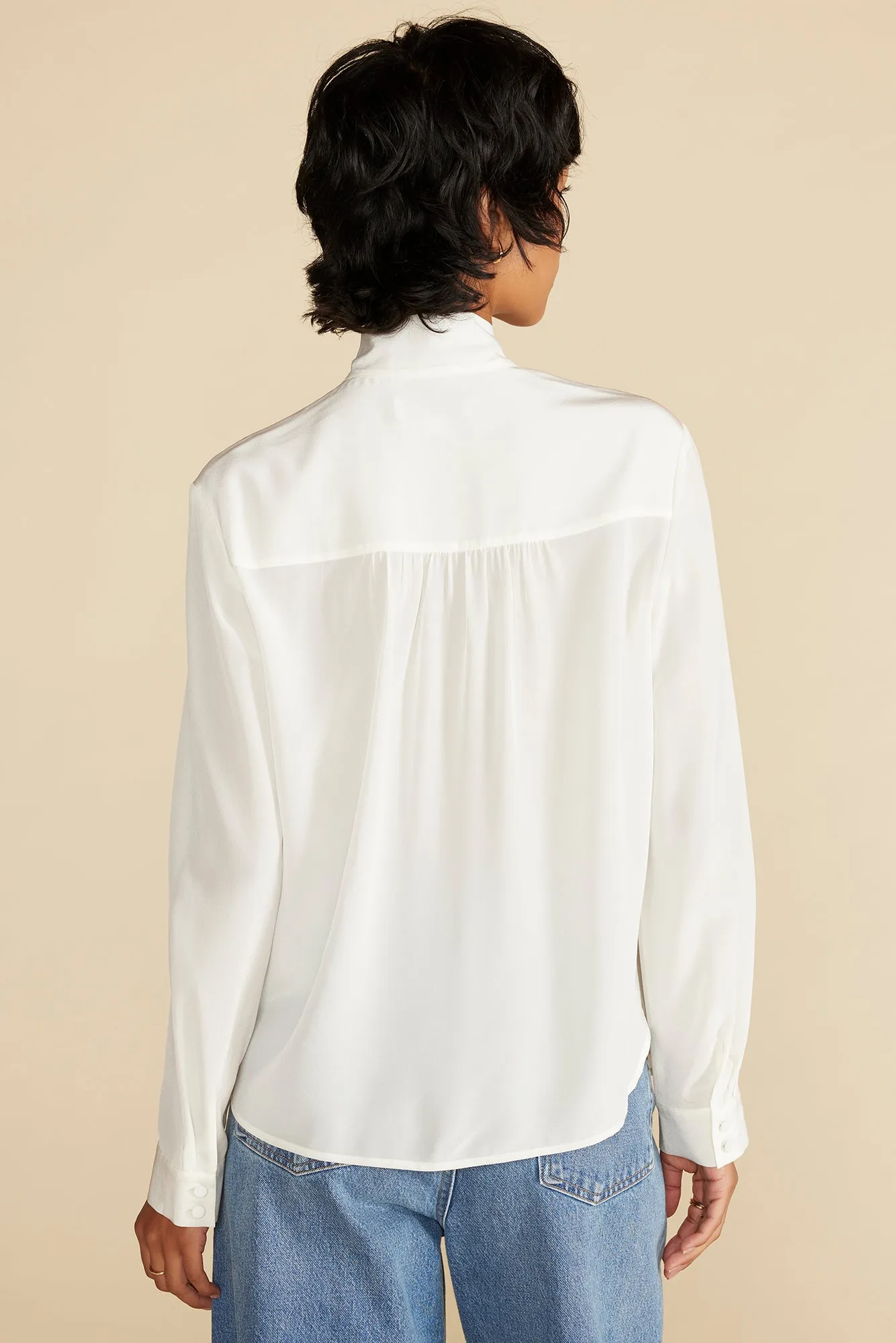 Milla Washable Silk Bow Blouse - Ivory sold by Amour Vert product image thumbnail 5