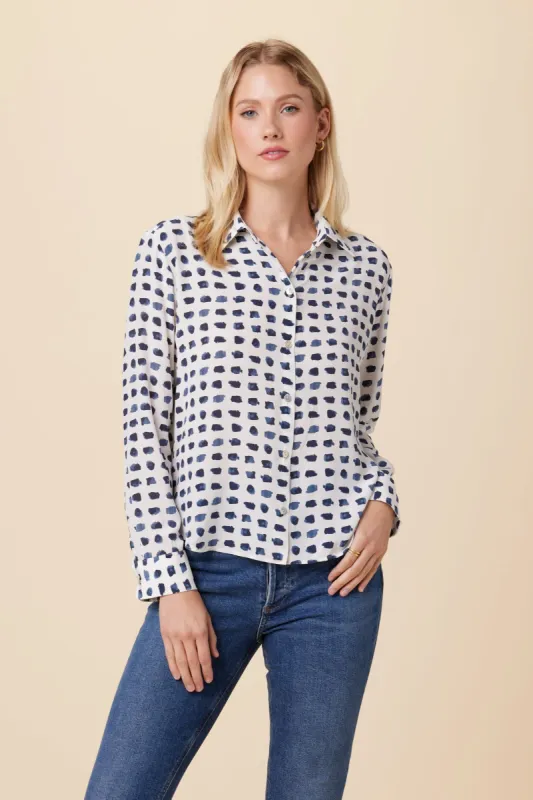 Bixby Washable Silk Blouse - Squared Up White sold by Amour Vert