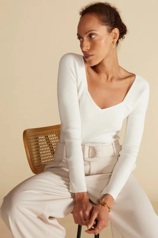 Maelle Square Neck Sweater - Ivory sold by Amour Vert