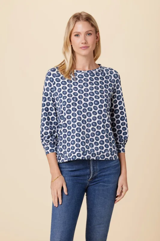 Issa Reverie Knit Tee - Calico Navy sold by Amour Vert