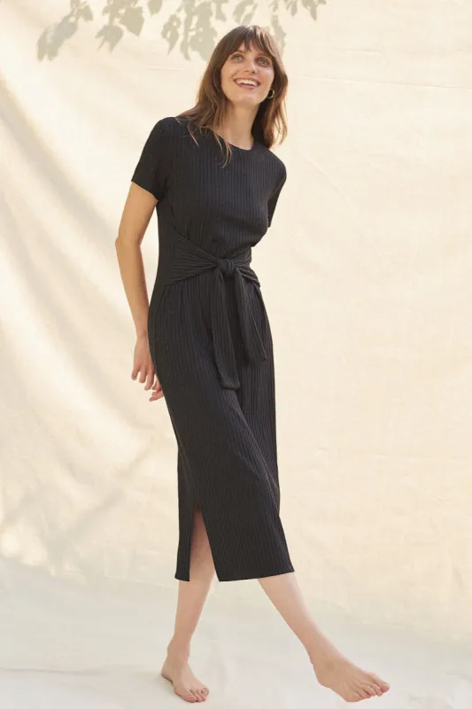 Colombe Ribbed Dress - Black - ReAmour made by Amour Vert