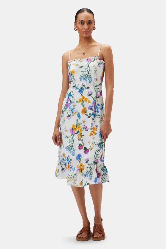 Alma Washable Silk Dress - Jardin Ivory sold by Amour Vert