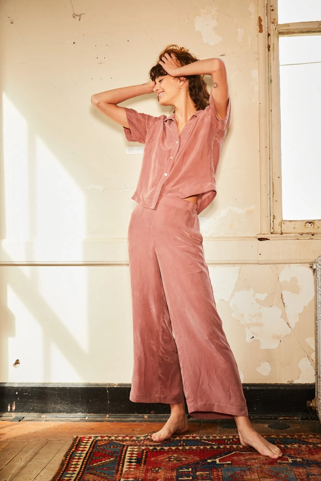 Monroe Cottonseed Cupro Pajama Top - Quartz sold by Amour Vert product image thumbnail 3