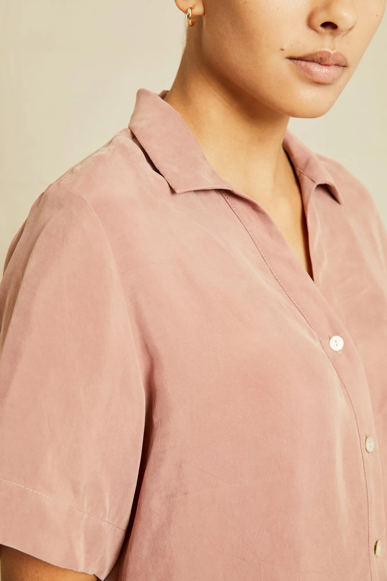 Monroe Cottonseed Cupro Pajama Top - Quartz sold by Amour Vert product image thumbnail 4