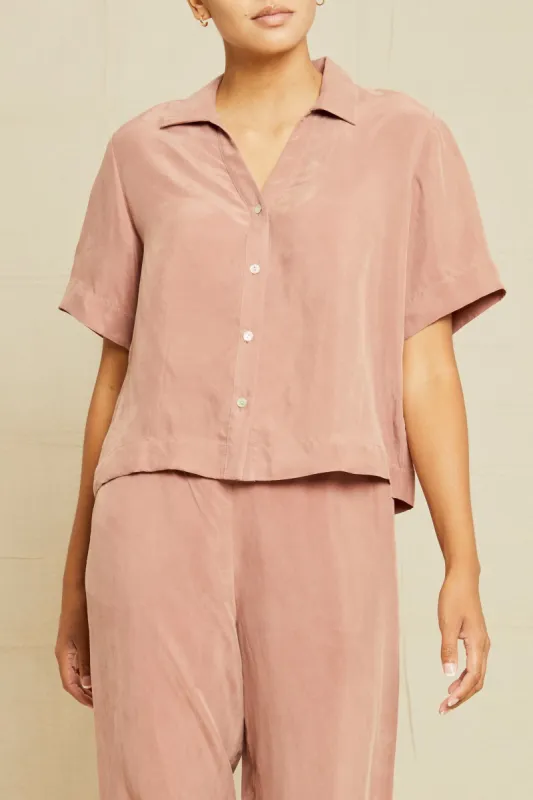 Monroe Cottonseed Cupro Pajama Top - Quartz sold by Amour Vert