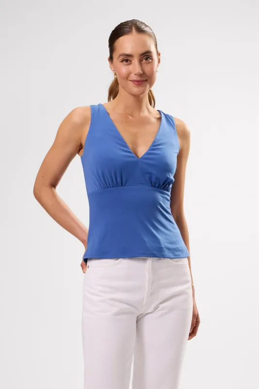 Zoe Deep V Tank - Aegean Blue sold by Amour Vert