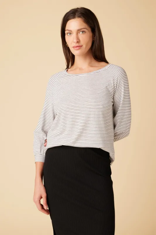 Issa Raglan Slub Tee - Gigi White Stripe sold by Amour Vert