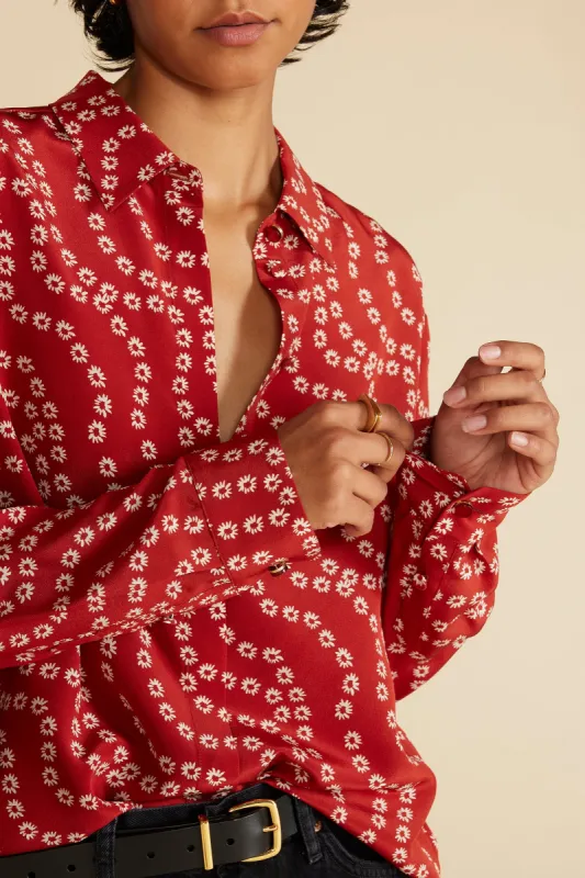 Bixby Washable Silk Blouse - Rust Vannes Floral Print sold by Amour Vert
