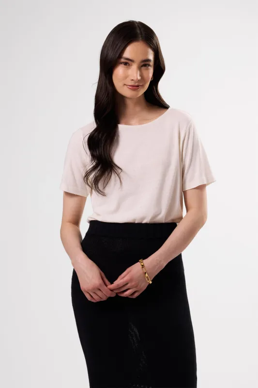 Yvette Silk Knit Tee - Ivory sold by Amour Vert