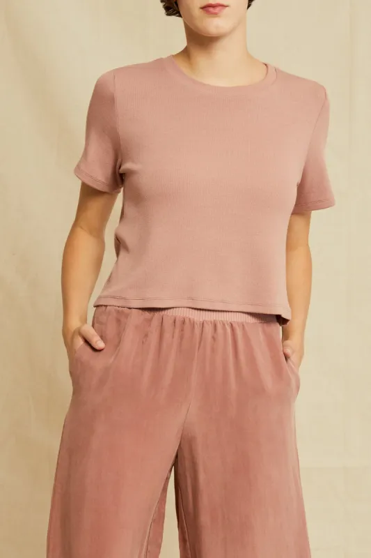 Tara Dream Rib Cropped Tee - Quartz sold by Amour Vert