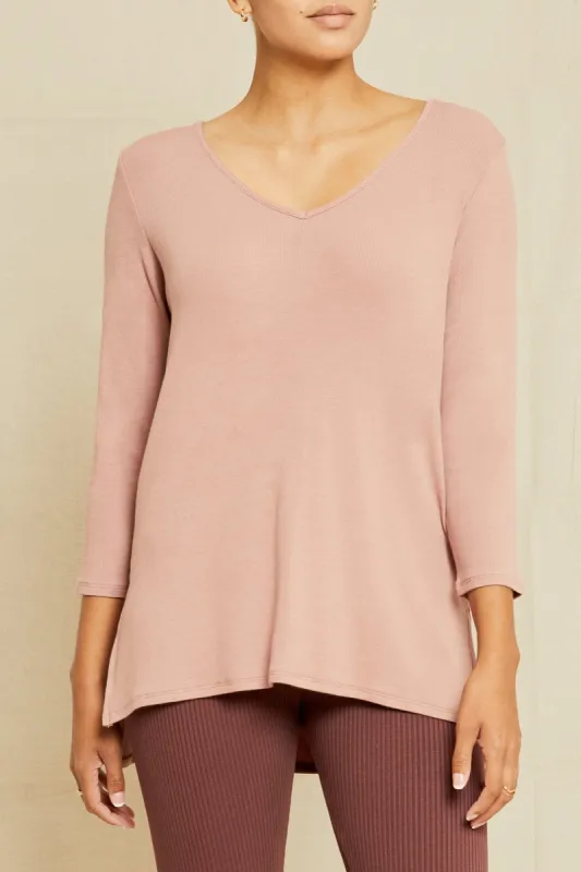 Celine 3/4 Sleeve Dream Rib Tee - Quartz sold by Amour Vert