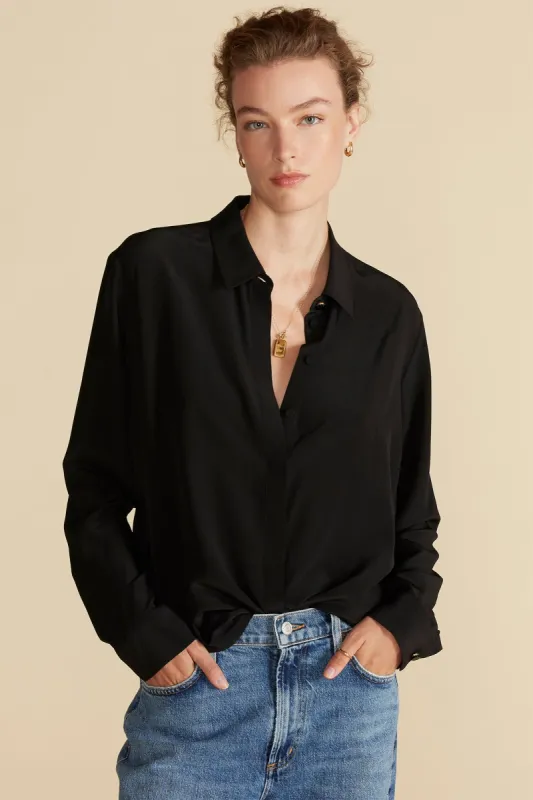 Bixby Washable Silk Blouse - Black sold by Amour Vert