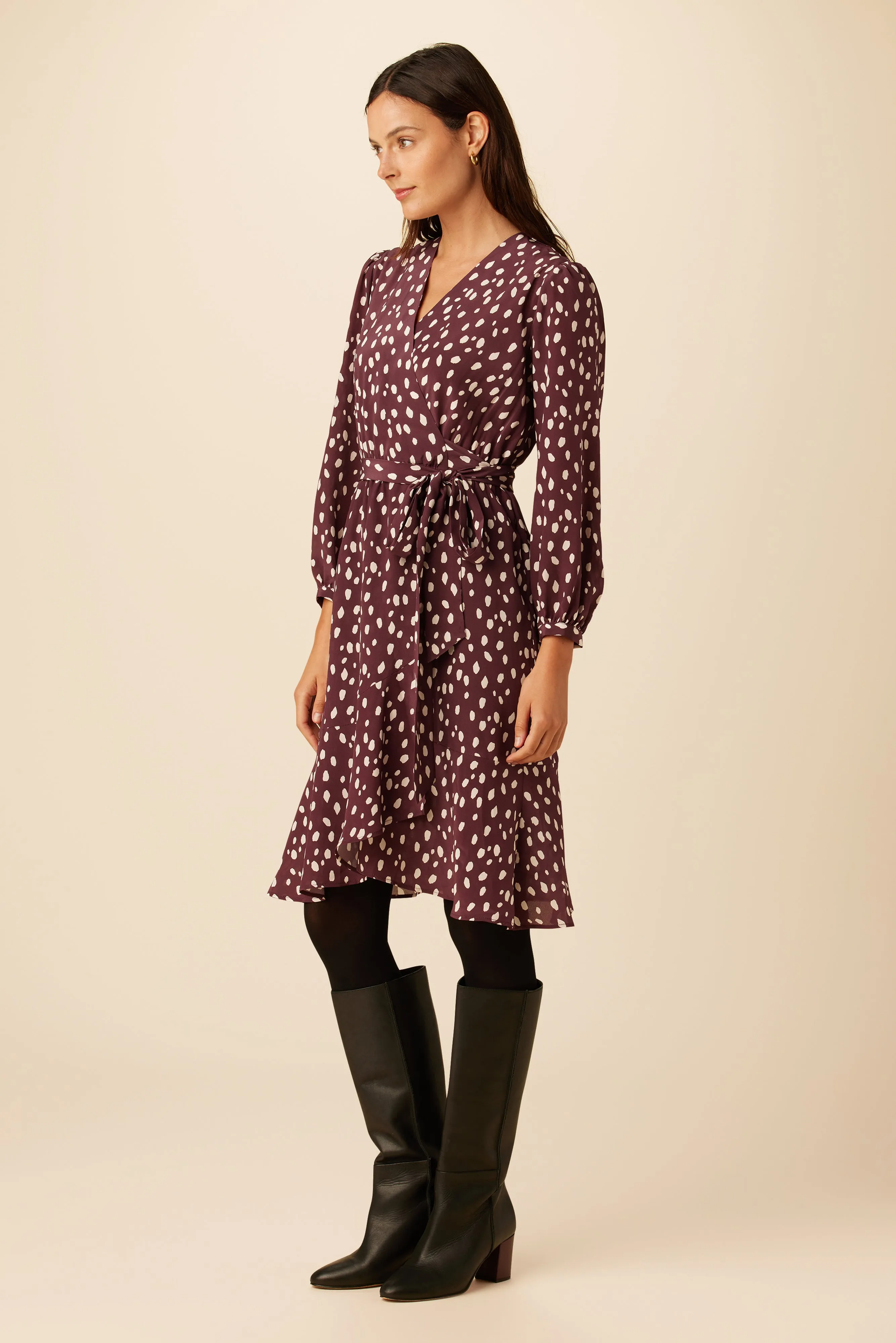 Elma Washable Silk Dress - Pebble Dot Plum sold by Amour Vert product image thumbnail 2