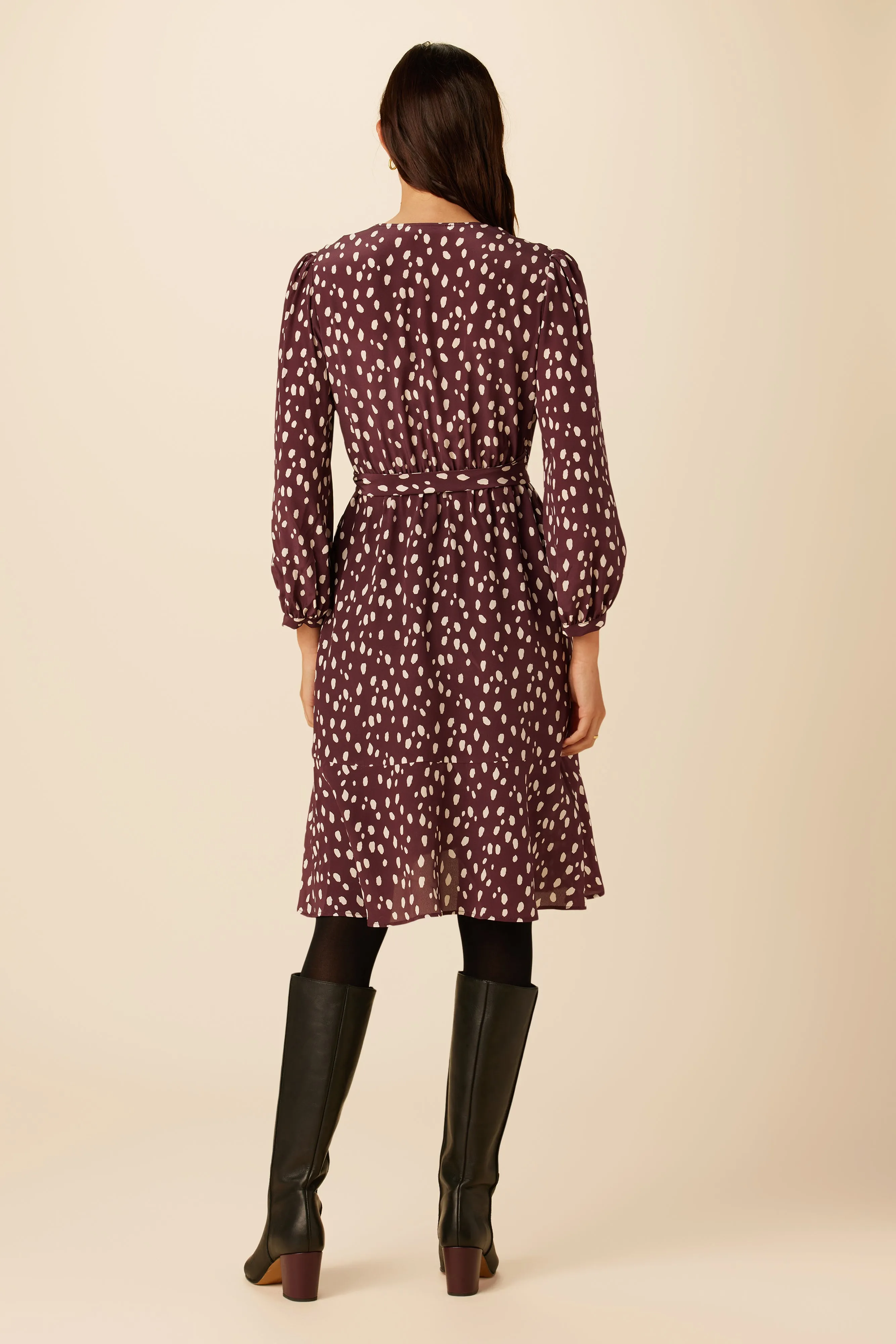 Elma Washable Silk Dress - Pebble Dot Plum sold by Amour Vert product image thumbnail 3