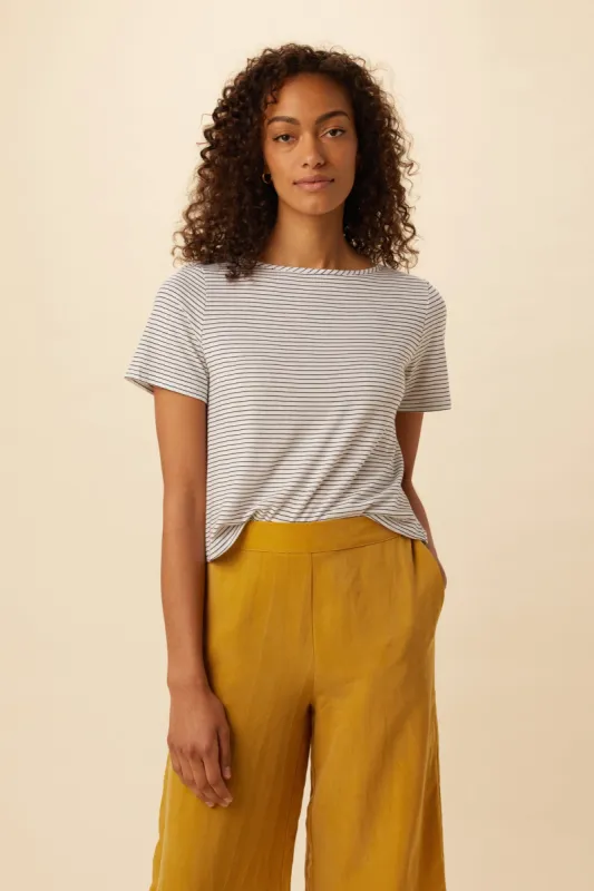 Roxie Reverie Slub Tee - Gigi White Stripe sold by Amour Vert