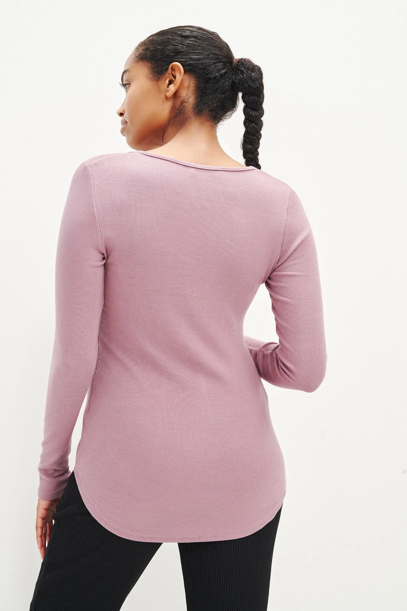 Itana Long Sleeve Dream Rib Tee - Lilac sold by Amour Vert product image thumbnail 4