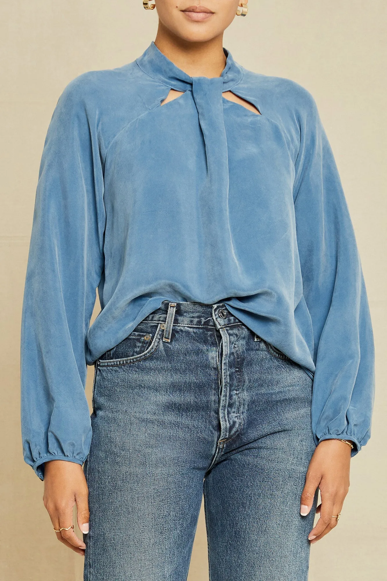 Papillon Cottonseed Cupro Blouse - Azure sold by Amour Vert
