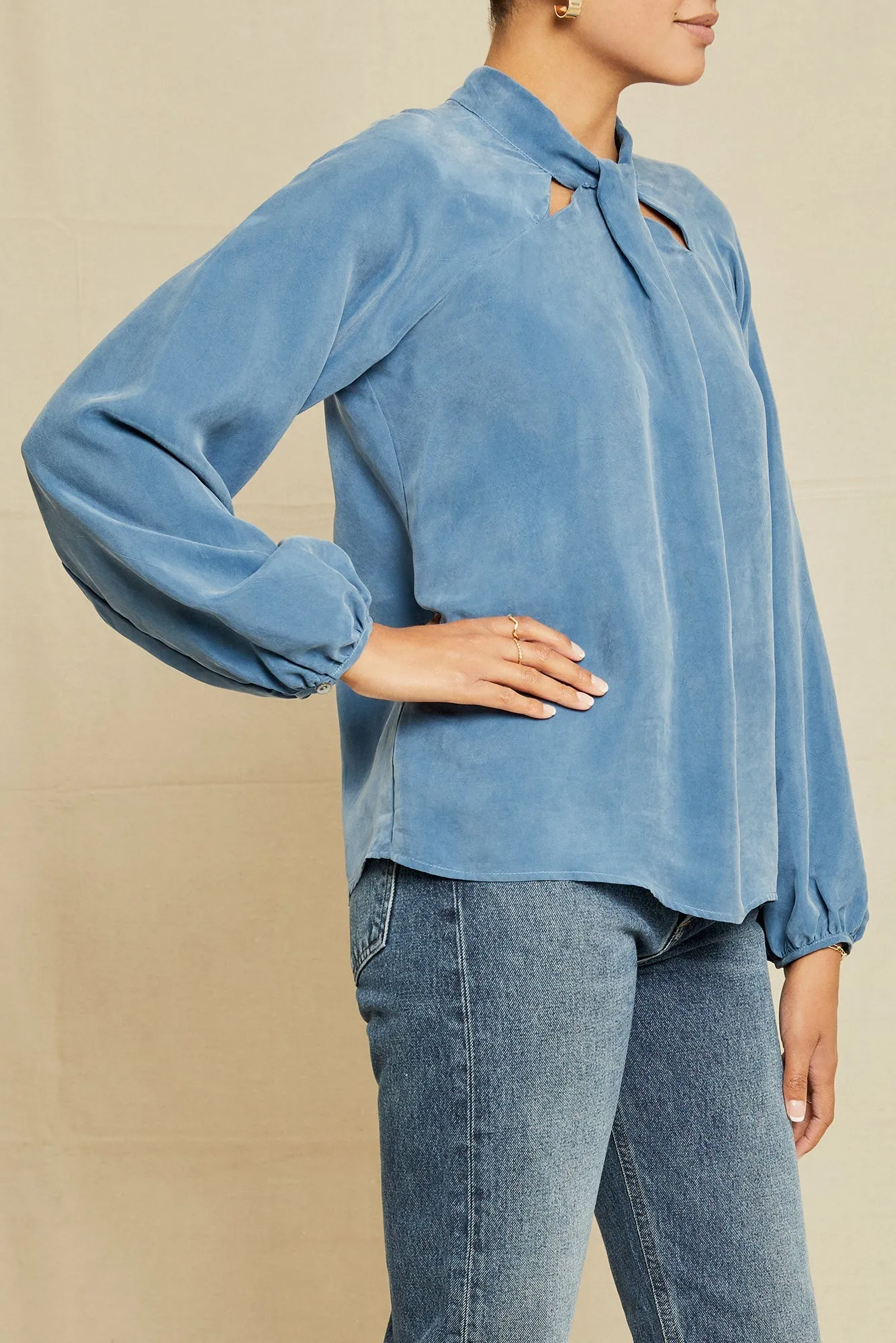 Papillon Cottonseed Cupro Blouse - Azure sold by Amour Vert product image thumbnail 2