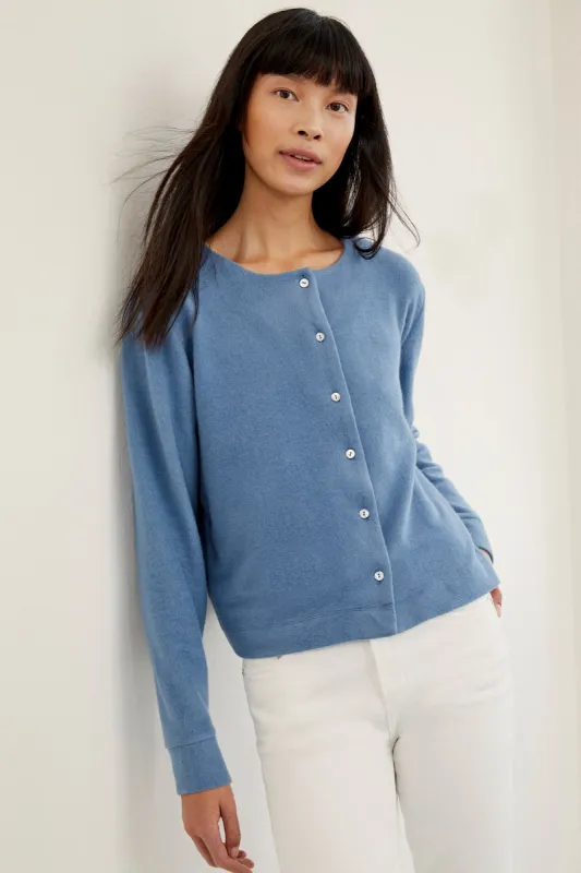 Mira Luxe Fleece Cardigan - Tempest Blue sold by Amour Vert