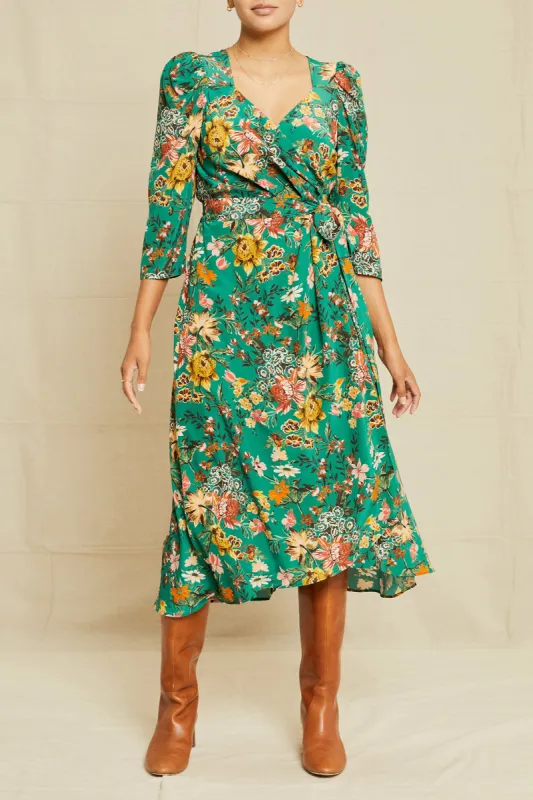 Maribel Washable Silk Wrap Dress - Rosalind Floral sold by Amour Vert