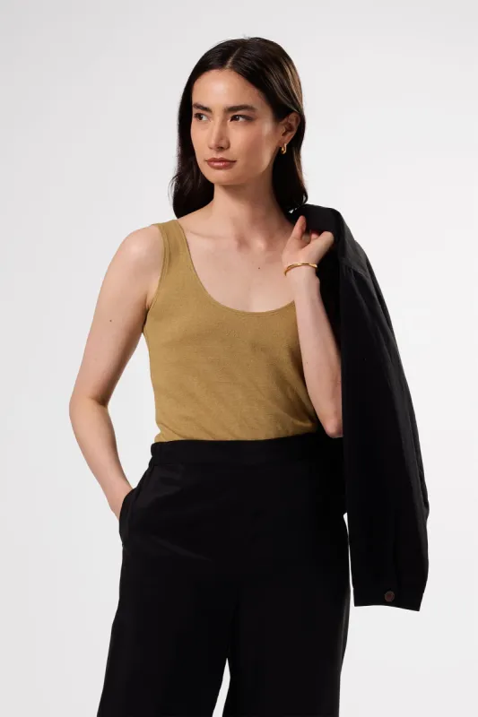 Clarisse Silk Knit Tank - Elm sold by Amour Vert