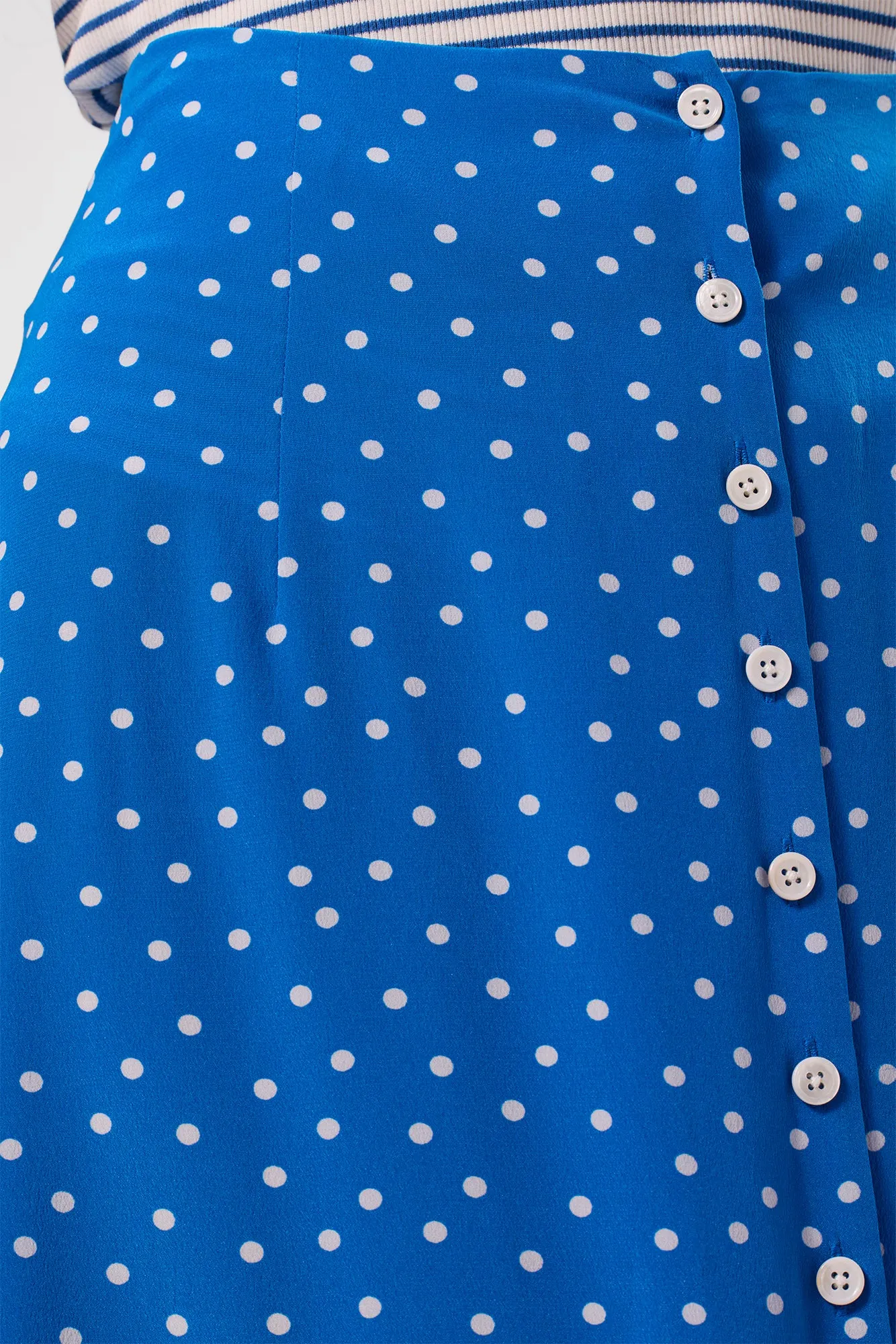 Button Front Washable Silk Skirt - Riviera Dot Turquoise sold by Amour Vert product image thumbnail 2