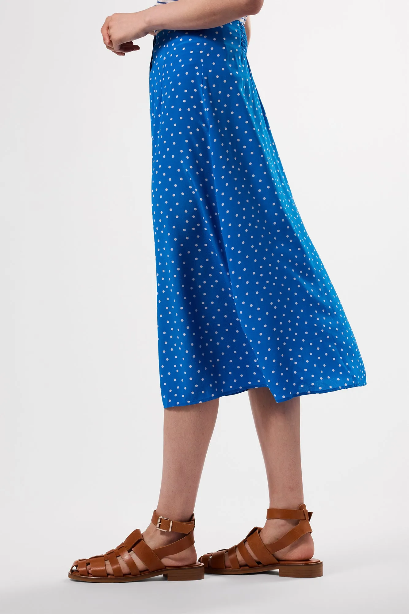 Button Front Washable Silk Skirt - Riviera Dot Turquoise sold by Amour Vert product image thumbnail 4
