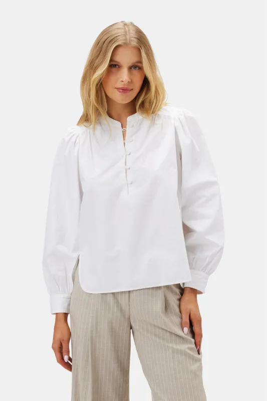 Lucie Organic Cotton Poplin Blouse - White sold by Amour Vert