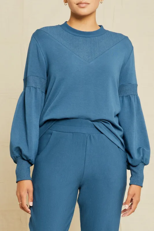 Maggie Luxe Fleece Top - Azure sold by Amour Vert