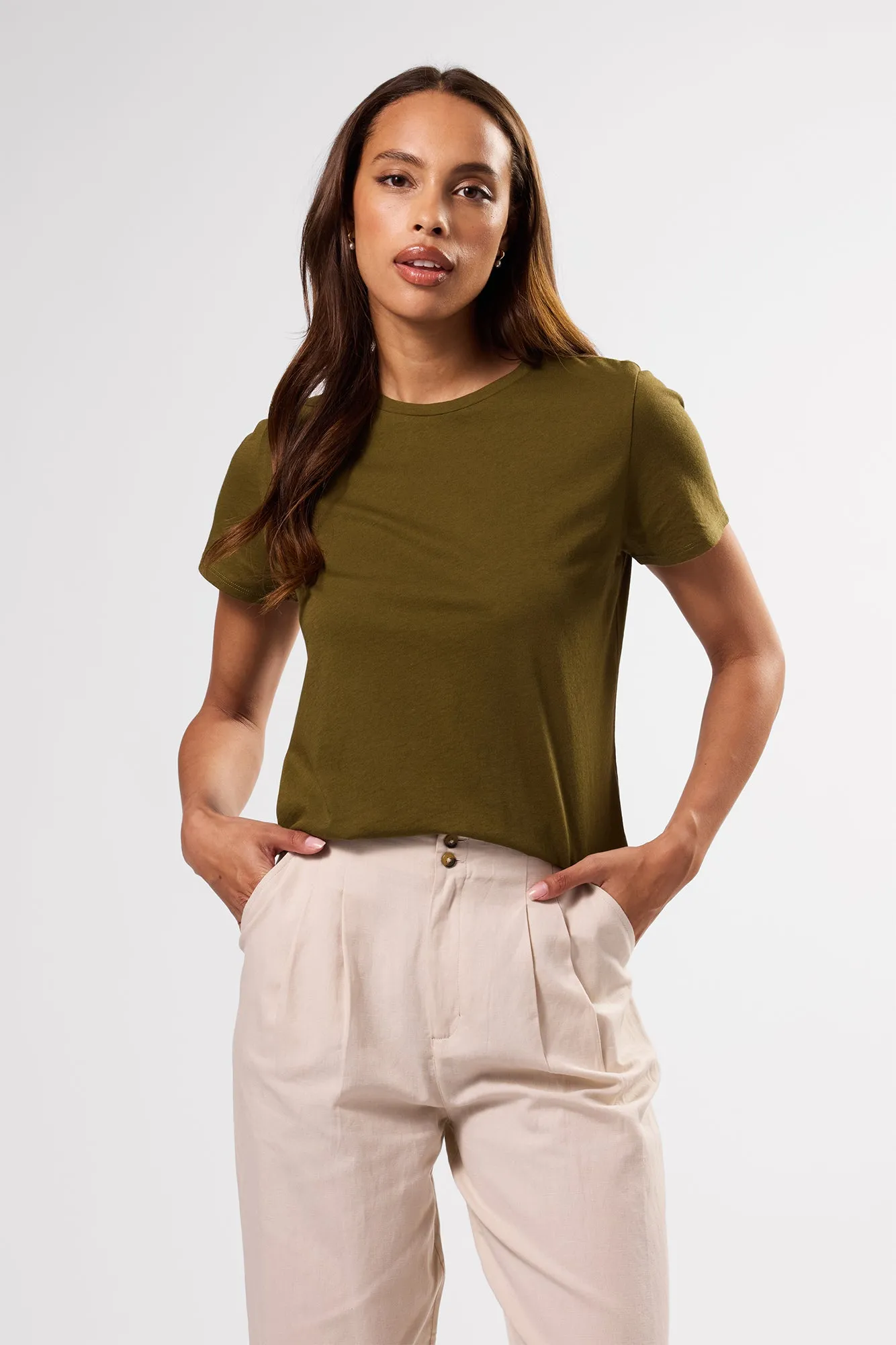 Berkeley Organic Cotton Tee - Olive Green sold by Amour Vert