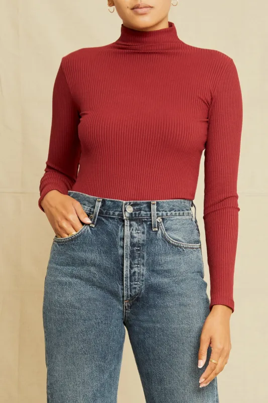 Lux Paris Rib Turtleneck - Mulberry sold by Amour Vert