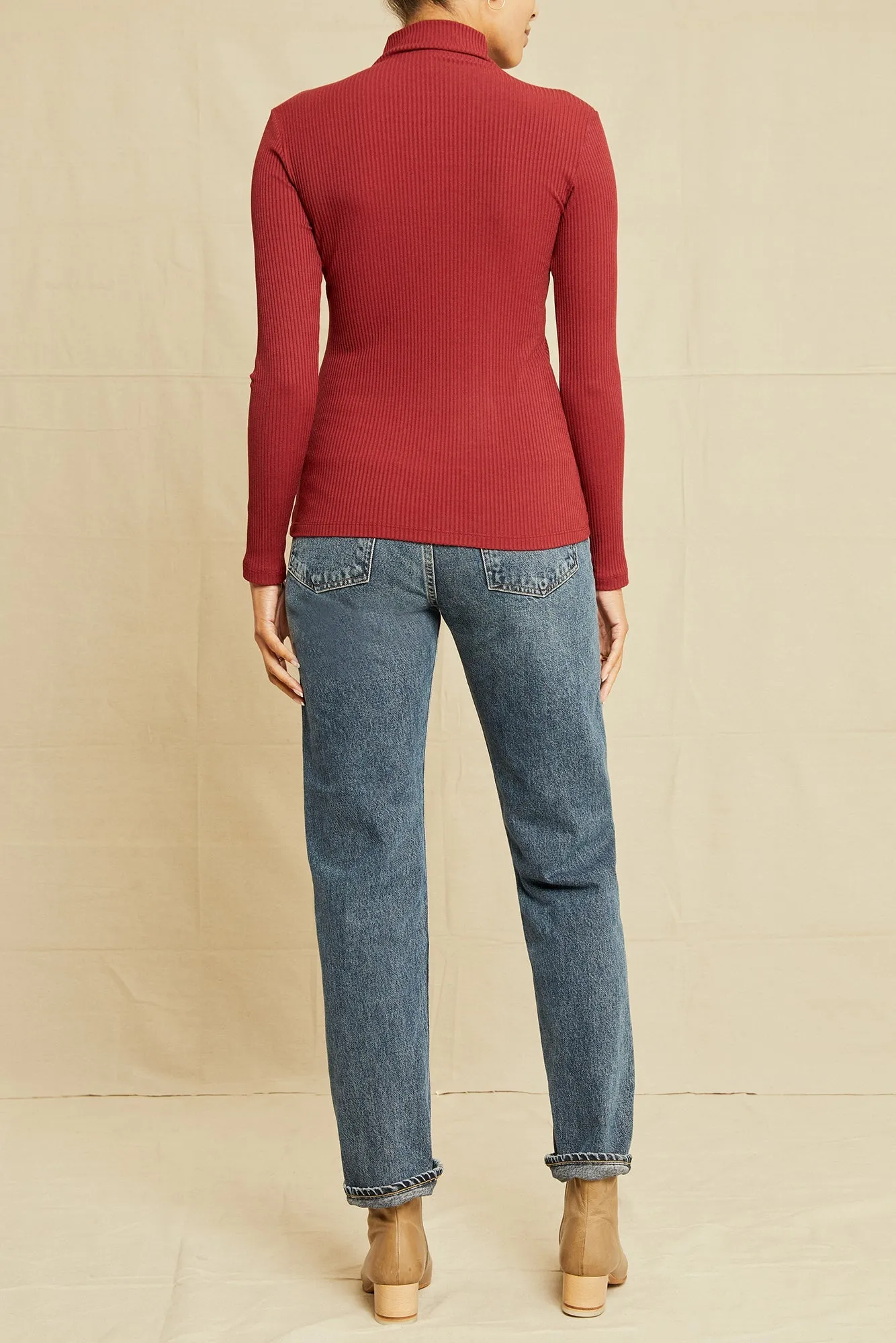 Lux Paris Rib Turtleneck - Mulberry sold by Amour Vert product image thumbnail 3