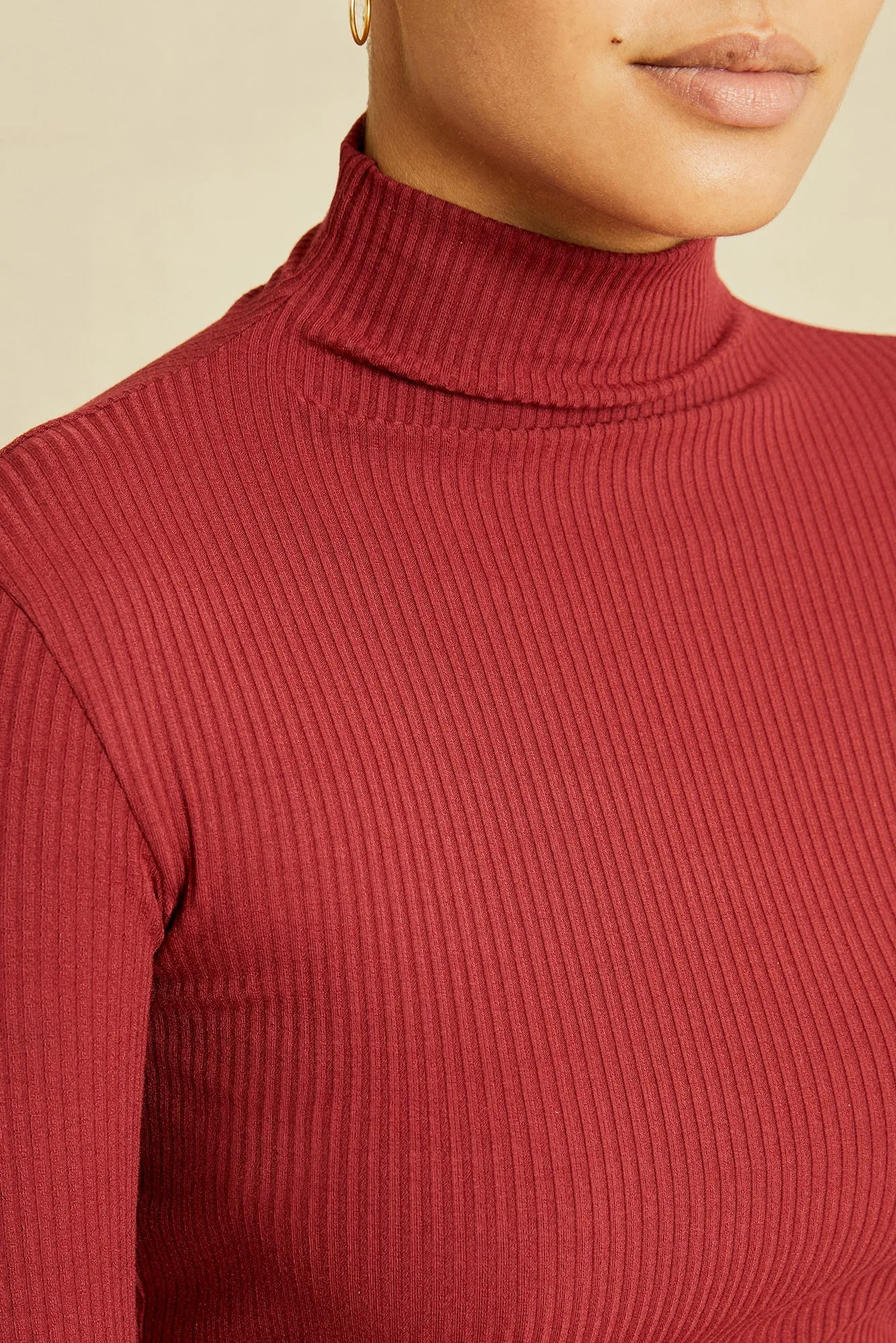 Lux Paris Rib Turtleneck - Mulberry sold by Amour Vert product image thumbnail 4