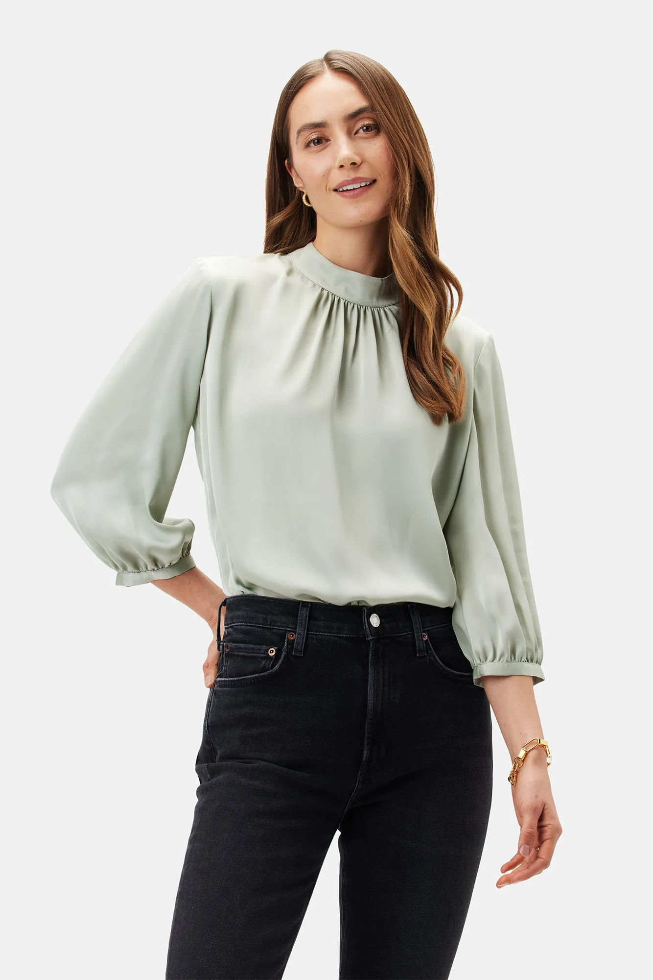 Jeanne 3/4 Sleeve Blouse - Mint Green sold by Amour Vert