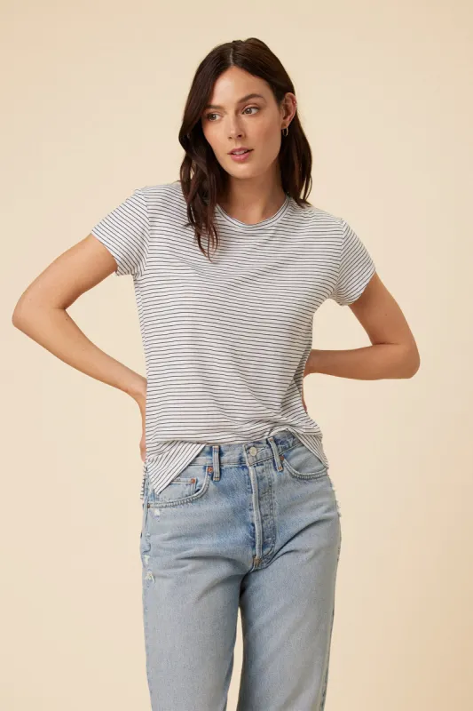 Leif Tencel Slub Tee - Gigi White Stripe sold by Amour Vert