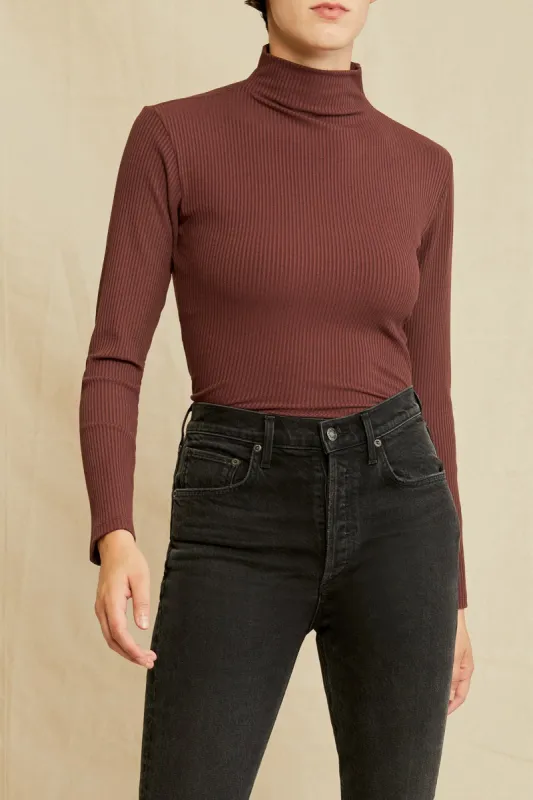 Lux Paris Rib Turtleneck - Mocha sold by Amour Vert