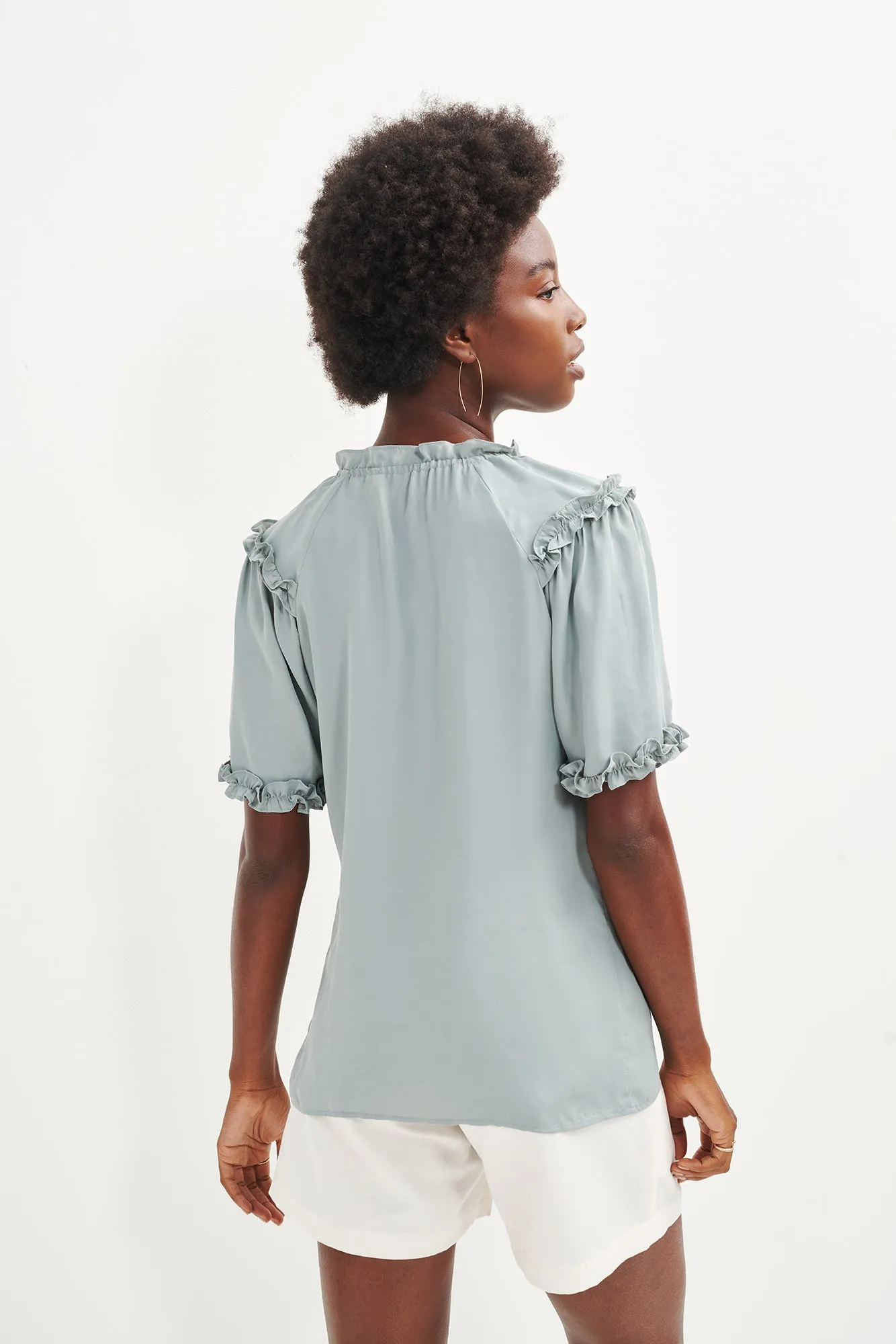 Zuri Cupro Blouse - Eucalyptus sold by Amour Vert product image thumbnail 2