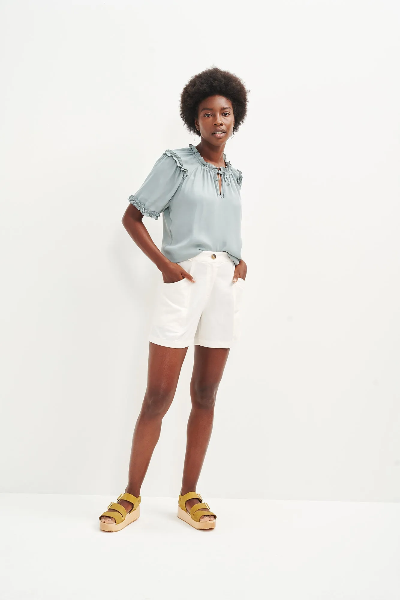 Zuri Cupro Blouse - Eucalyptus sold by Amour Vert product image thumbnail 3