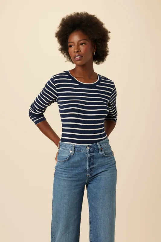 Berkeley Long Sleeve Modal Tee - Basque Stripe - ReAmour sold by Amour Vert