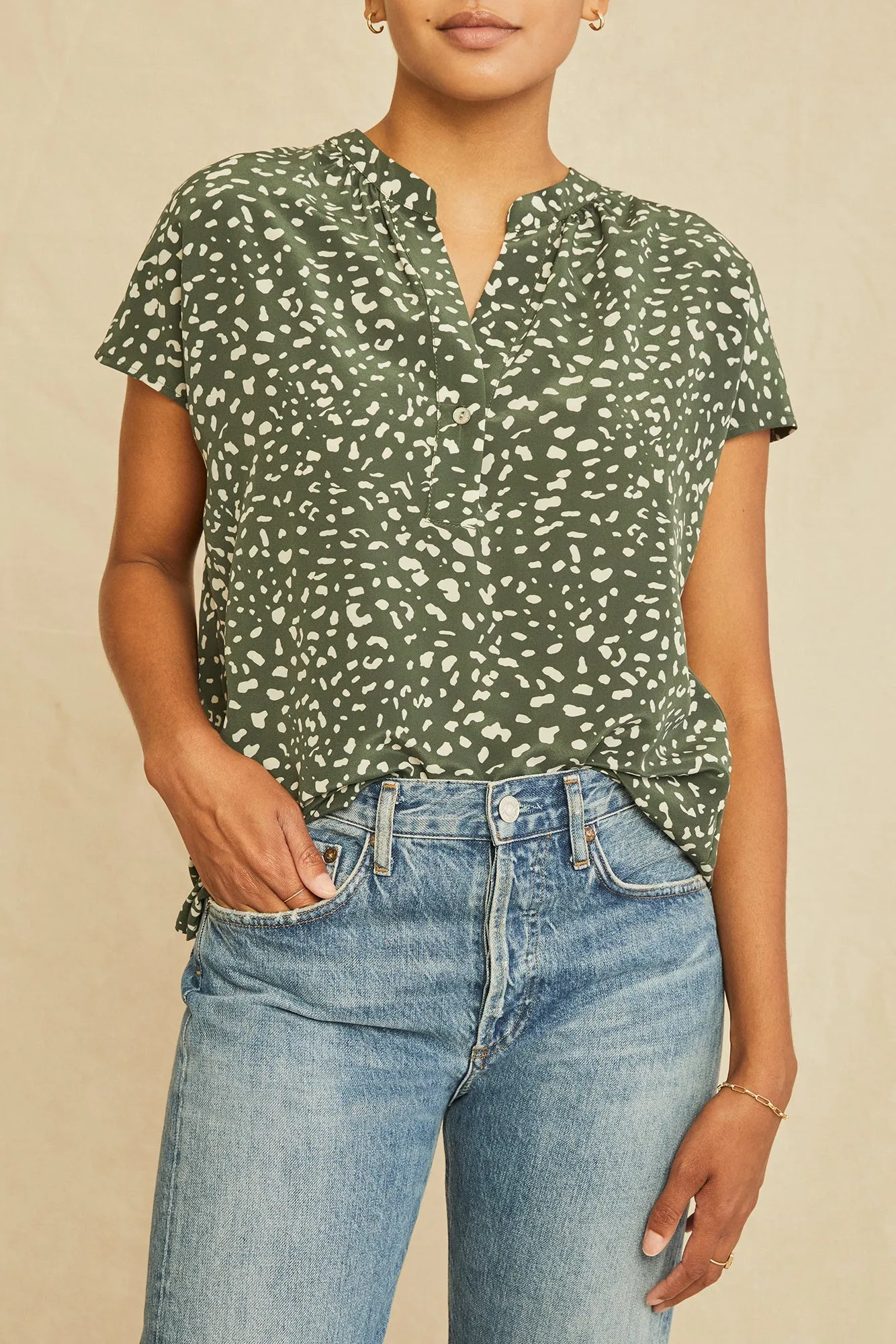 Renata Washable Silk Blouse - Rocher Dot sold by Amour Vert