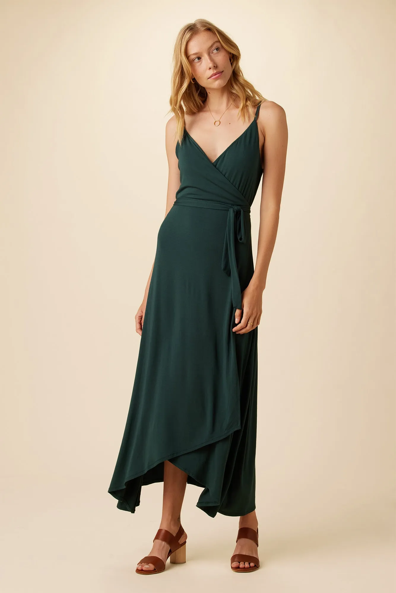 Astrida Maxi Wrap Dress - Darkest Spruce sold by Amour Vert